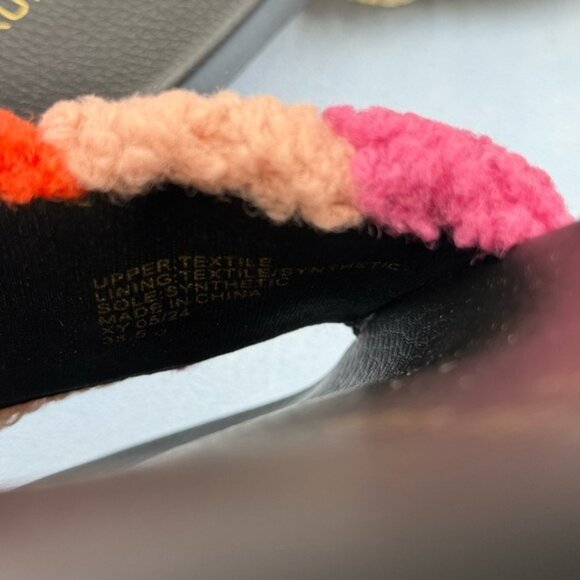 🆕 KURT GEIGER LONDON 🧿 NWOB Meena Teddy Slide, Rainbow Sherpa - Sz 38.5 US 8 - Picture 11 of 13